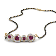 Pink-Sapphire-Heart-Halo-Diamond-Mangalsutra